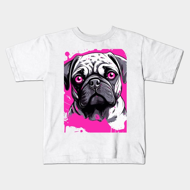 Pink Pug Kids T-Shirt by Cascade Merch